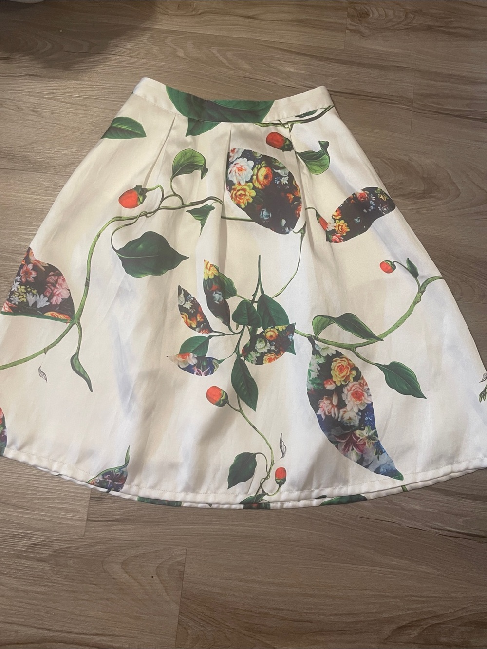 Simons A-Line Floral Midi Skirt with Pockets